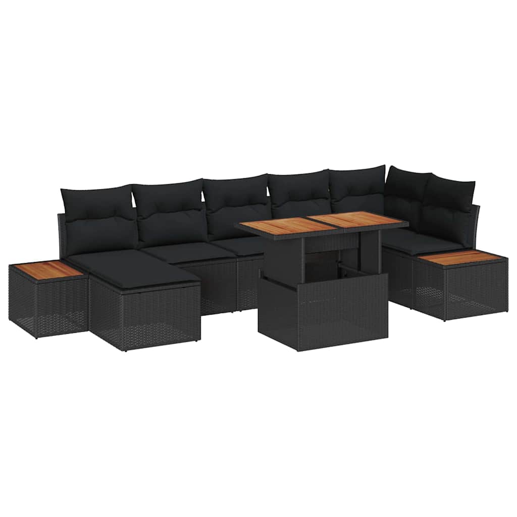 8721158232045_wbg-an-m_en_hd_5 vidaXL Garden Dining Set with Cushion 8 pcs Black and Brown - Image 2
