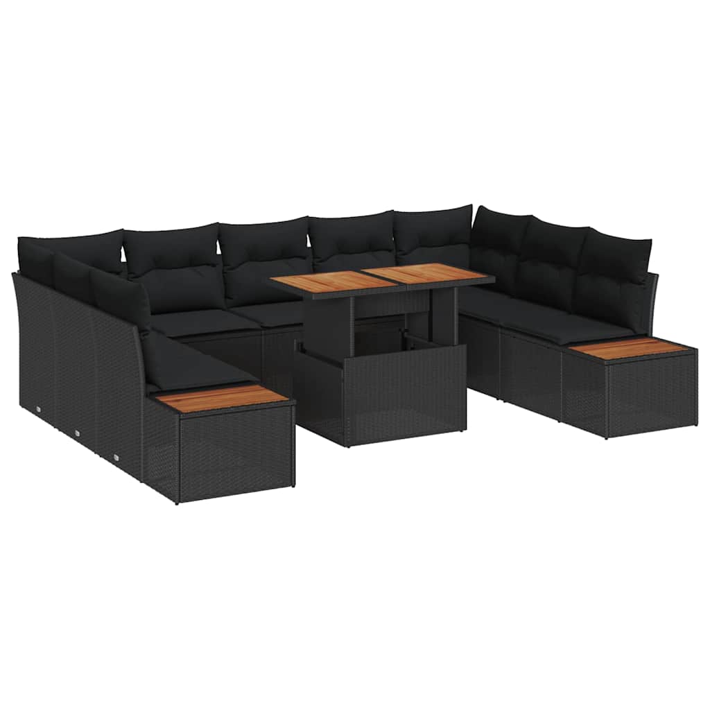 8721158232144_wbg-an-m_en_hd_5 vidaXL Garden Dining Set 10 pcs Black and Brown 100 x 55 x 73 cm - Image 2