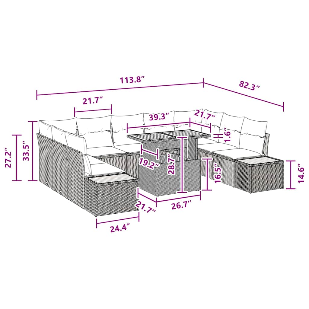 8721158232144_wbg-siz_en_hd_1 vidaXL Garden Dining Set 10 pcs Black and Brown 100 x 55 x 73 cm - Image 11