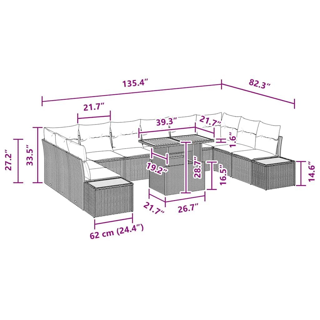 8721158232199_wbg-siz_en_hd_1 vidaXL Garden Dining Set 11 pcs Black and Brown 100 x 55 x 73 cm - Image 11
