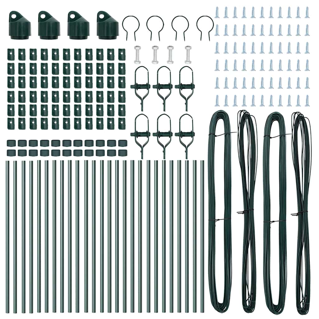 8721158232274_wbg-fr_en_hd_2 vidaXL Fence Post Other 26 pcs Green 3.2 x 3.2 x 100 cm Steel - Image 5