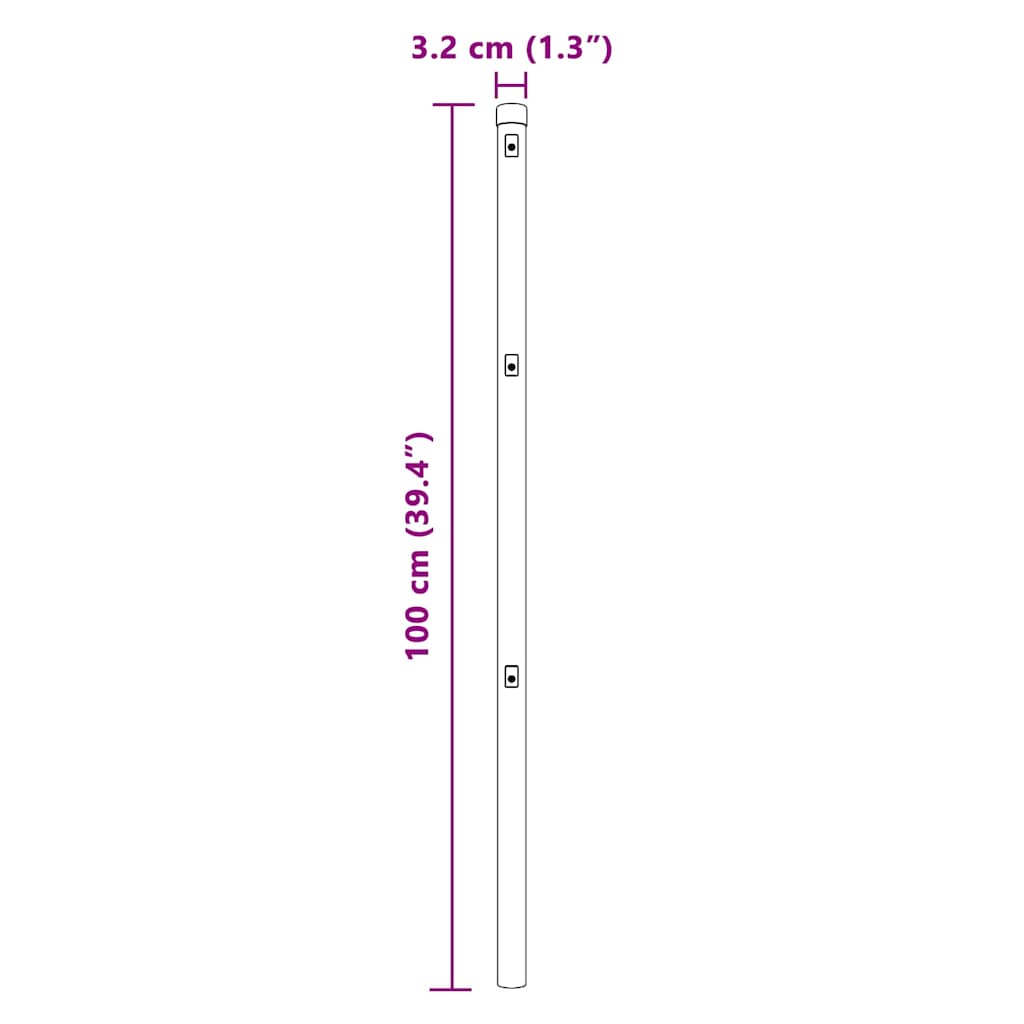 8721158232281_wbg-siz_en_hd_1 vidaXL Fence Post 52 pcs Green 3.2 x 3.2 x 100 cm Steel - Image 8