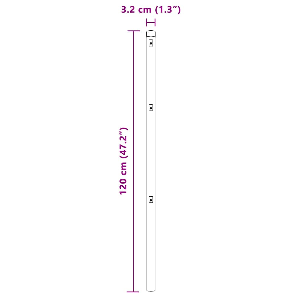 8721158232304_wbg-siz_en_hd_1 vidaXL Fence Post 52 pcs Green 3.2 x 3.2 x 120 cm Steel - Image 8