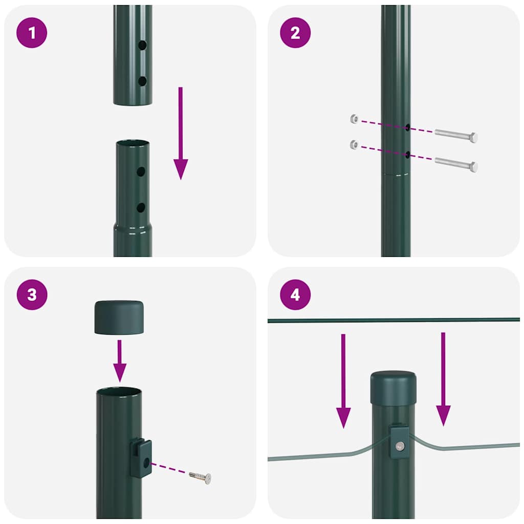 8721158232335_wbg-fu_en_hd_1 vidaXL Fence Post 26 pcs Green 3.2 x 3.2 x 170 cm Steel - Image 7