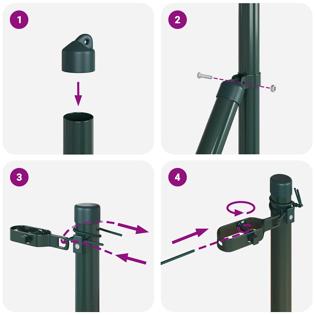 8721158232335_wbg-fu_en_hd_2 vidaXL Fence Post 26 pcs Green 3.2 x 3.2 x 170 cm Steel - Image 8