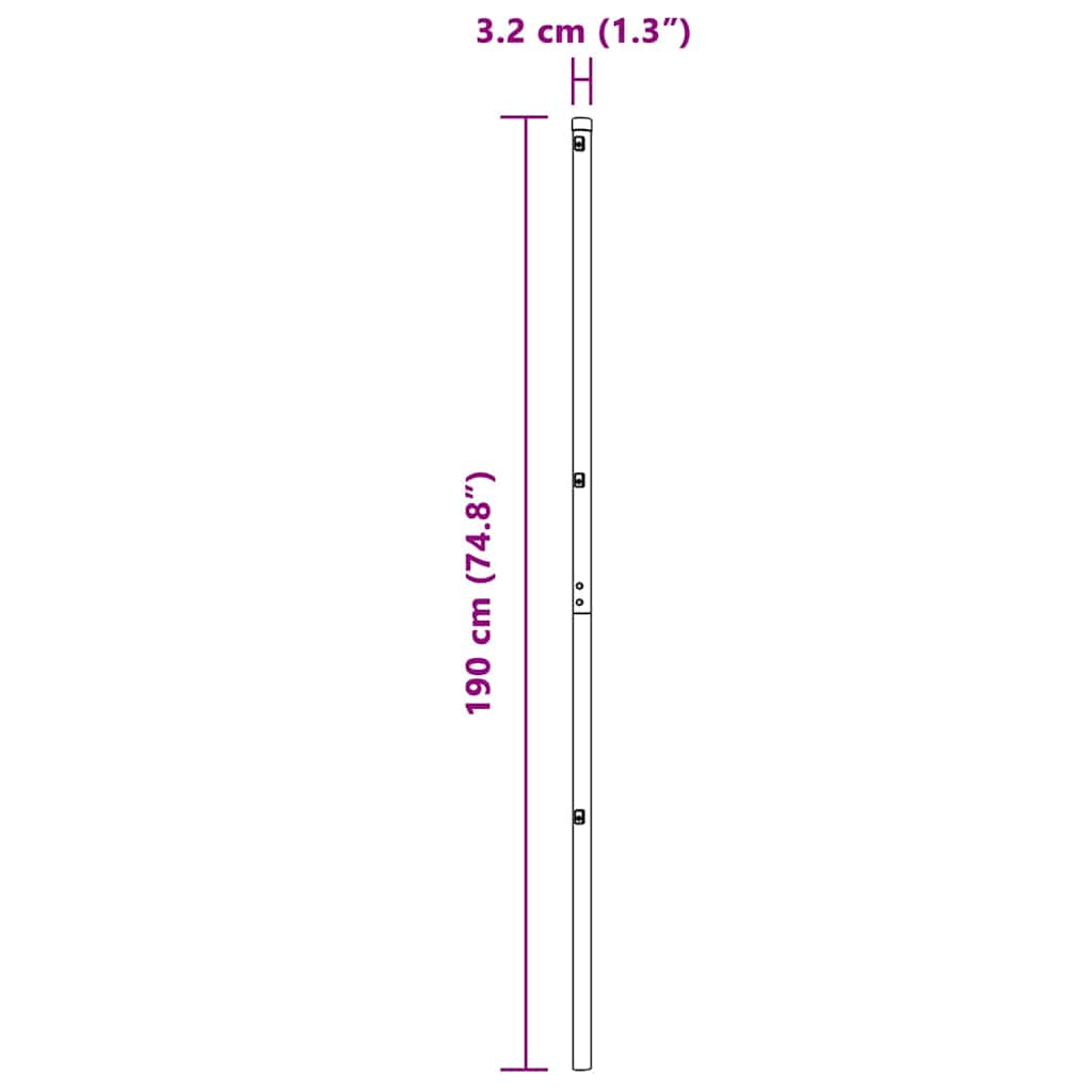 8721158232359_wbg-siz_en_hd_1 vidaXL Fence Post Other 26 pcs Green 3.2 x 3.2 x 190 cm Steel - Image 9