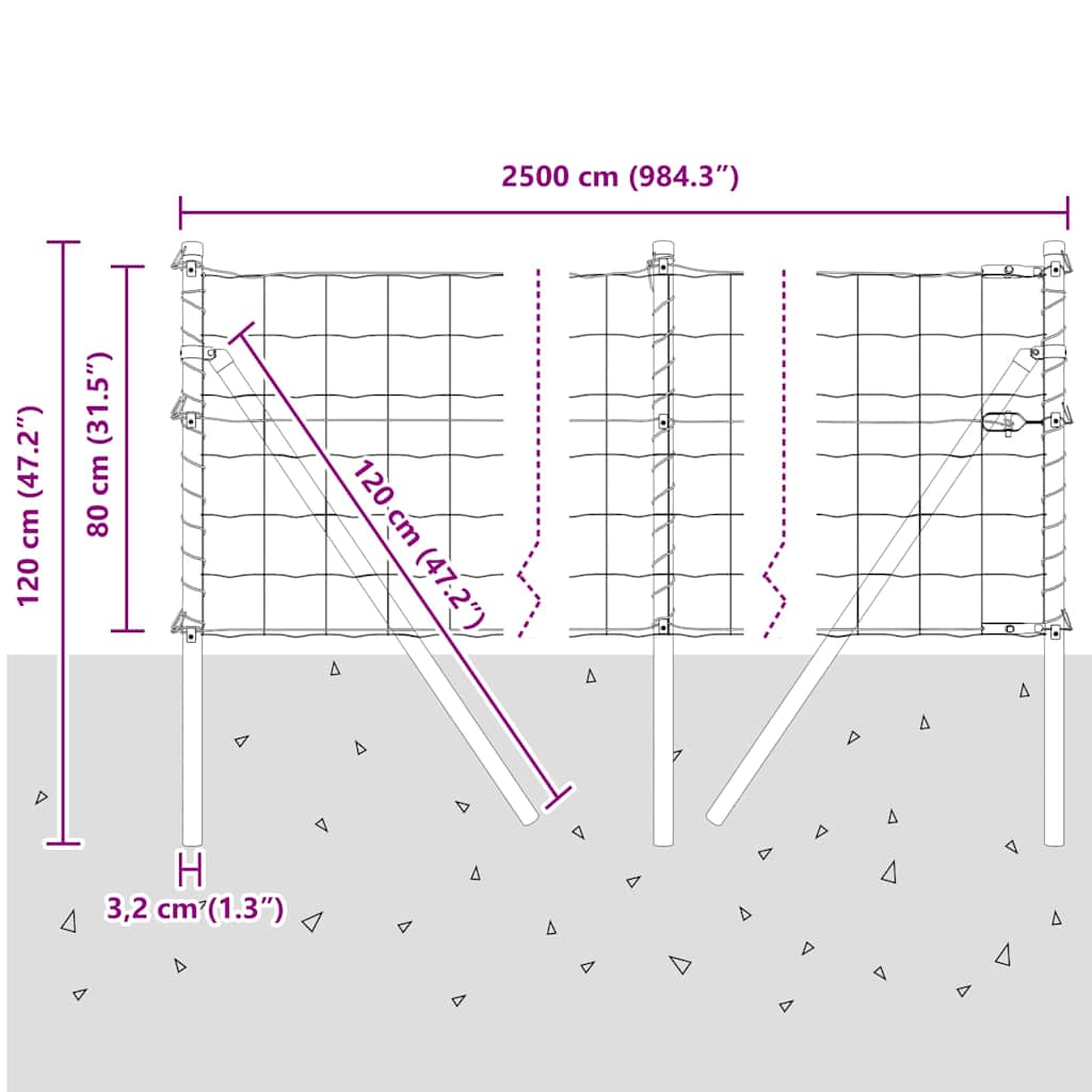 8721158236876_wbg-siz_en_hd_1 vidaXL Fence with Posts Green 0.8 x 25 m Steel - Image 13