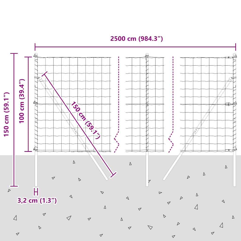 8721158236883_wbg-siz_en_hd_1 vidaXL Fence with Posts Green 1 x 25 m Steel - Image 13