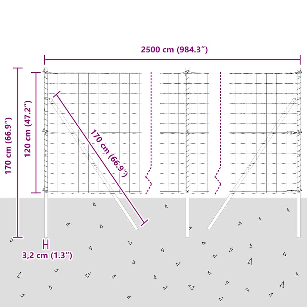 8721158236890_wbg-siz_en_hd_1 vidaXL Fence with Posts Green 1.2 x 25 m Steel - Image 13