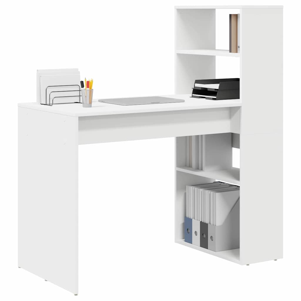 8721158249944_wbg-mo_en_hd_1 vidaXL Desk with Shelf White 113 x 54 x 120 cm Engineered wood - Image 3