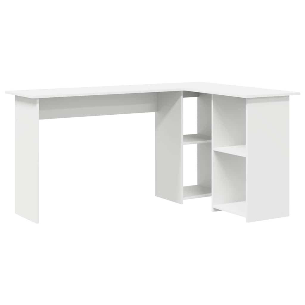 8721158250100_wbg-an-m_en_hd_1 vidaXL Desk with Shelf White 142 x 102 x 73 cm Engineered wood - Image 2