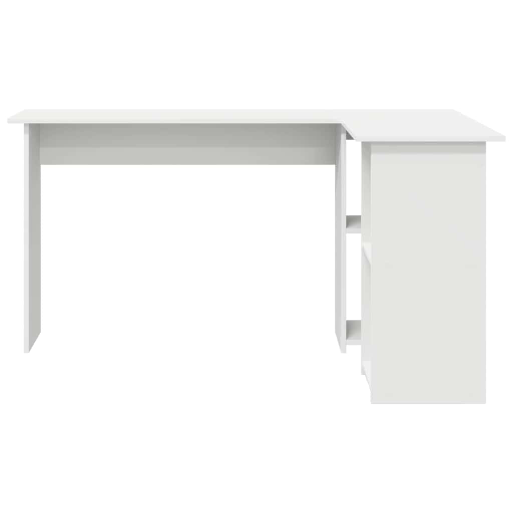 8721158250100_wbg-fr_en_hd_3 vidaXL Desk with Shelf White 142 x 102 x 73 cm Engineered wood - Image 5
