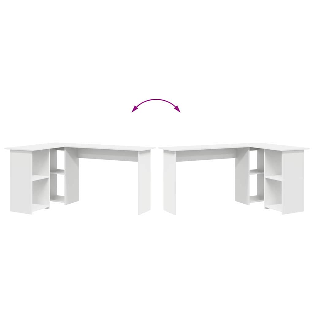8721158250100_wbg-fu_en_hd_1 vidaXL Desk with Shelf White 142 x 102 x 73 cm Engineered wood - Image 9