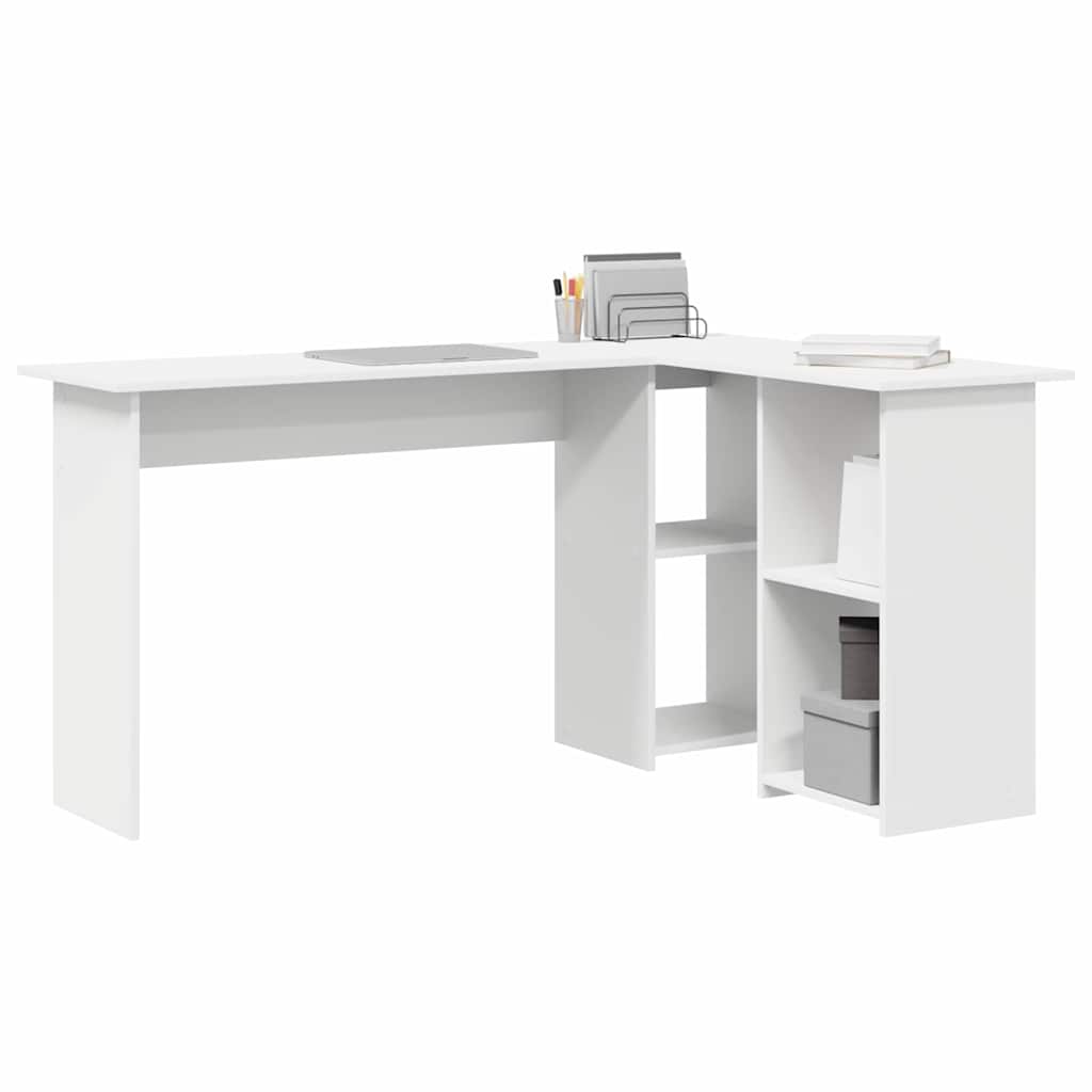 8721158250100_wbg-mo_en_hd_1 vidaXL Desk with Shelf White 142 x 102 x 73 cm Engineered wood - Image 3