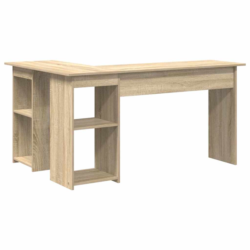 8721158250124_wbg-ba_en_hd_2 vidaXL Desk with Shelf Sonoma oak 142 x 102 x 73 cm Engineered wood - Image 7