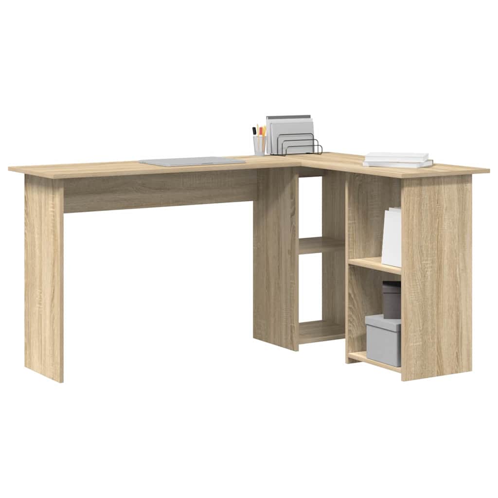 8721158250124_wbg-mo_en_hd_1 vidaXL Desk with Shelf Sonoma oak 142 x 102 x 73 cm Engineered wood - Image 3