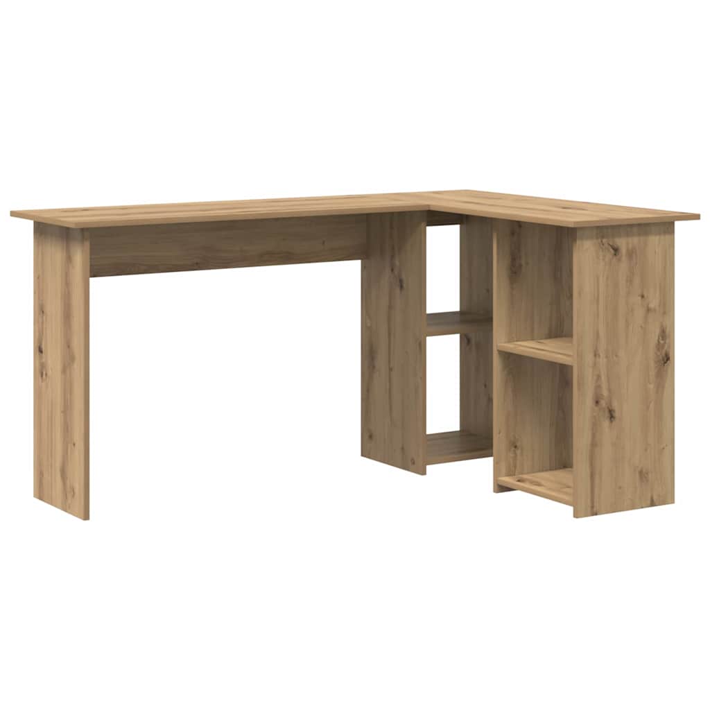 8721158250179_wbg-an-m_en_hd_1 vidaXL Desk with Shelf Artisan oak 142 x 102 x 73 cm Engineered wood - Image 2