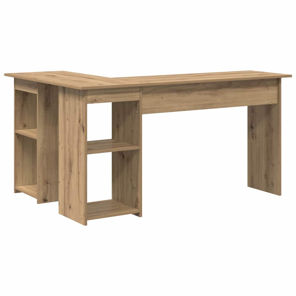 8721158250179_wbg-ba_en_hd_2 vidaXL Desk with Shelf Artisan oak 142 x 102 x 73 cm Engineered wood - Image 7