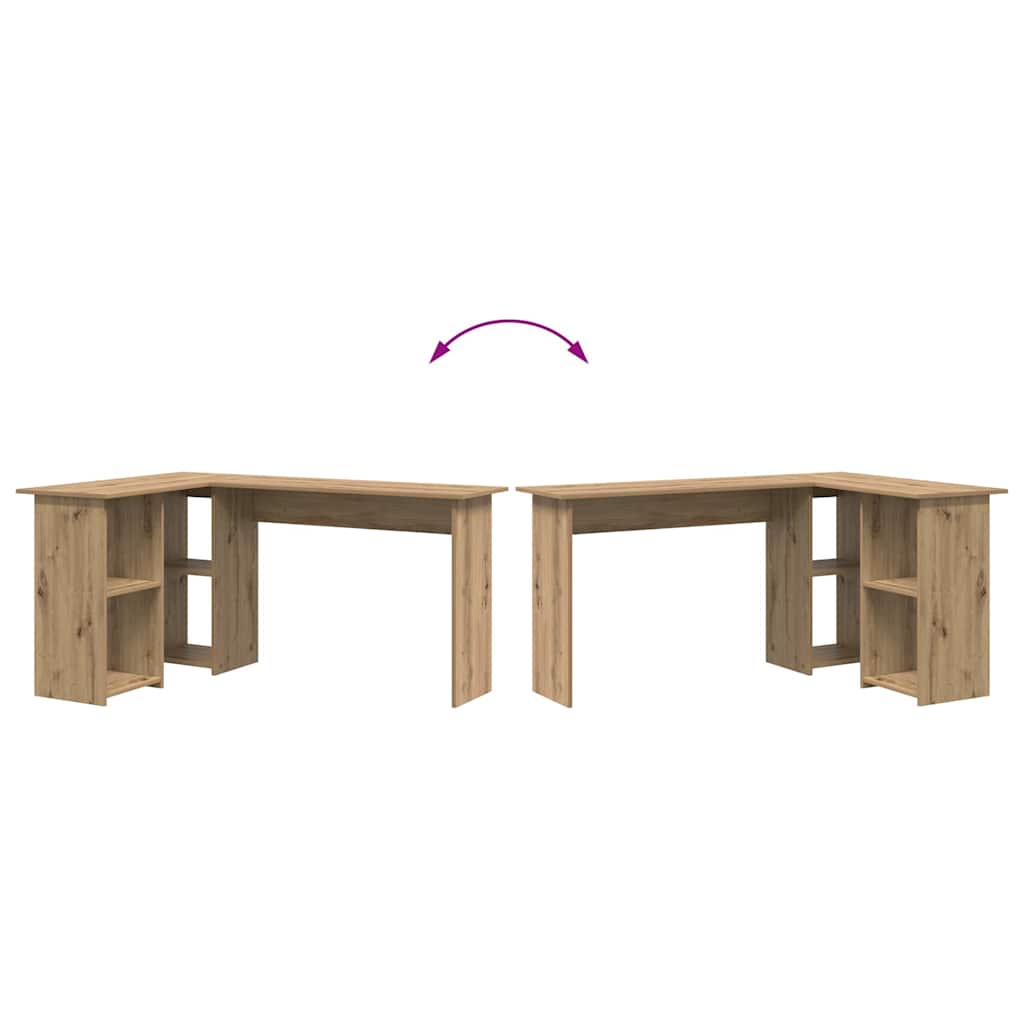 8721158250179_wbg-fu_en_hd_1 vidaXL Desk with Shelf Artisan oak 142 x 102 x 73 cm Engineered wood - Image 9