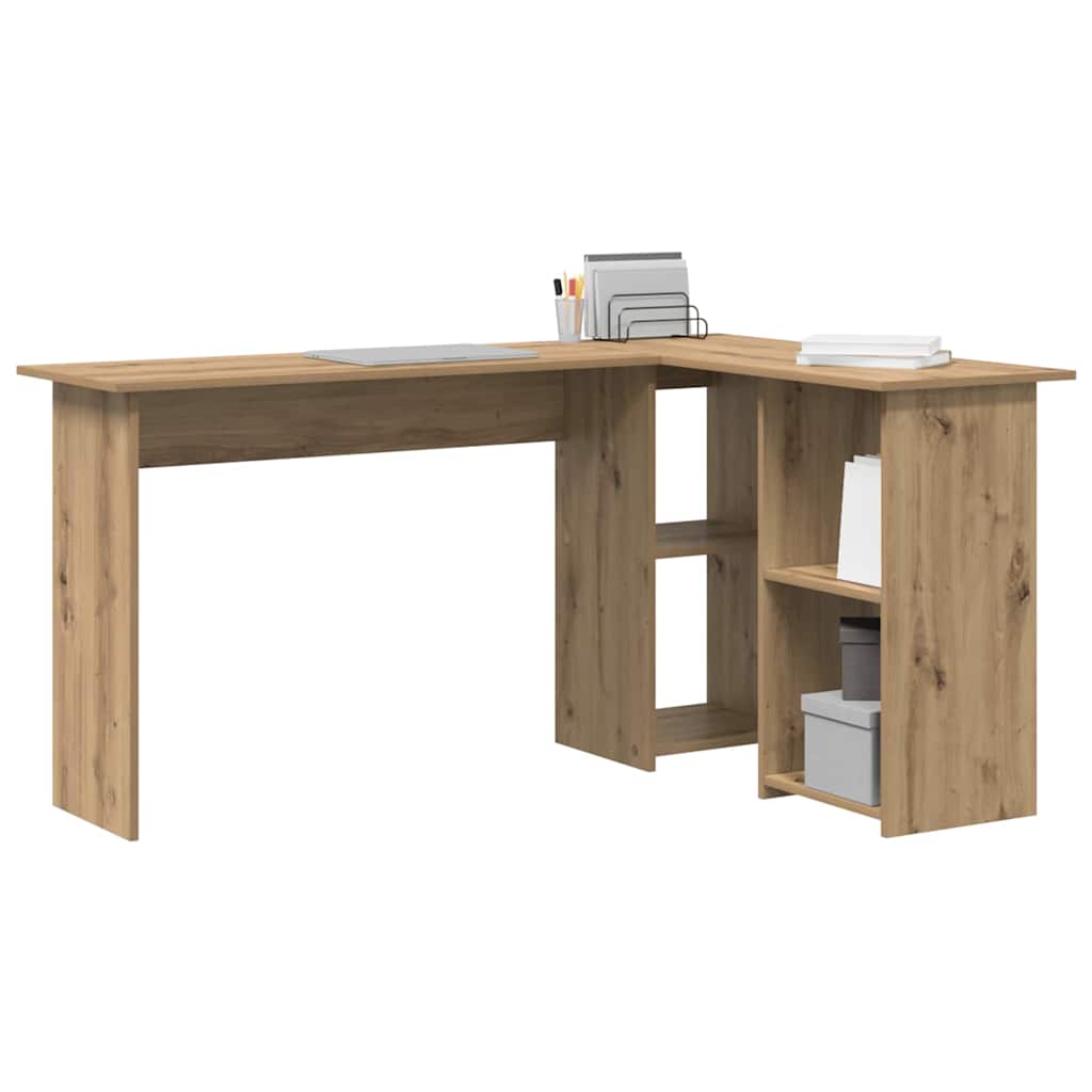 8721158250179_wbg-mo_en_hd_1 vidaXL Desk with Shelf Artisan oak 142 x 102 x 73 cm Engineered wood - Image 3