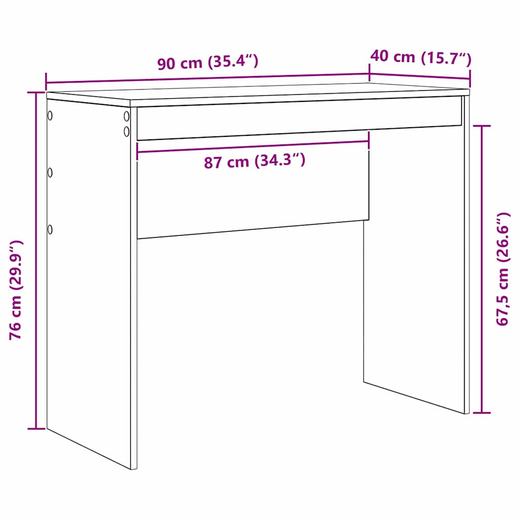 8721158251145_wbg-siz_en_hd_1 vidaXL Desk White 90 x 40 x 76 cm Engineered wood - Image 10