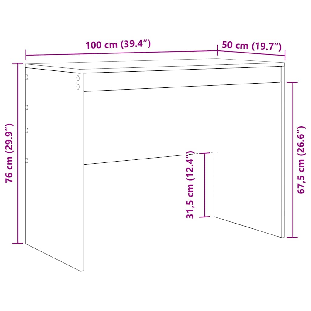 8721158251626_wbg-siz_en_hd_1 vidaXL Desk Other White 100 x 50 x 76 cm Engineered wood - Image 10