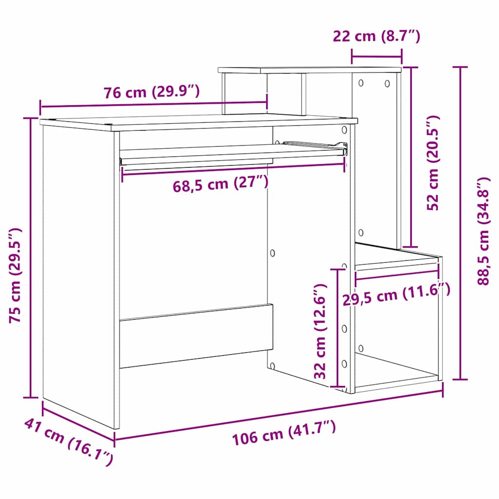 8721158251862_wbg-siz_en_hd_1 vidaXL Desk with Shelf White 106 x 40 x 88.5 cm Engineered Wood - Image 13