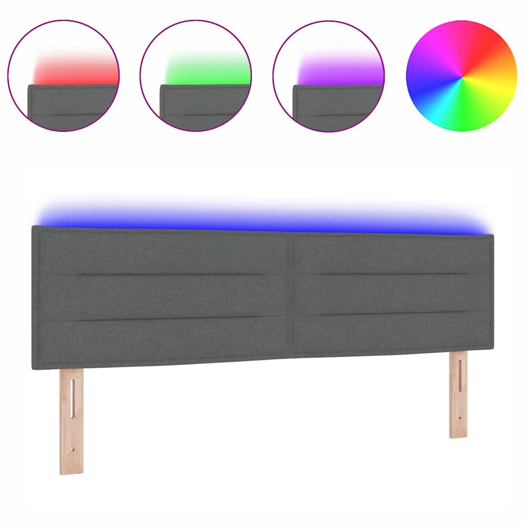 8721158298300_wbg-wa_en_hd_1 vidaXL LED Headboard with LED Strip Lights Dark grey 160 cm Fabric - Image 3