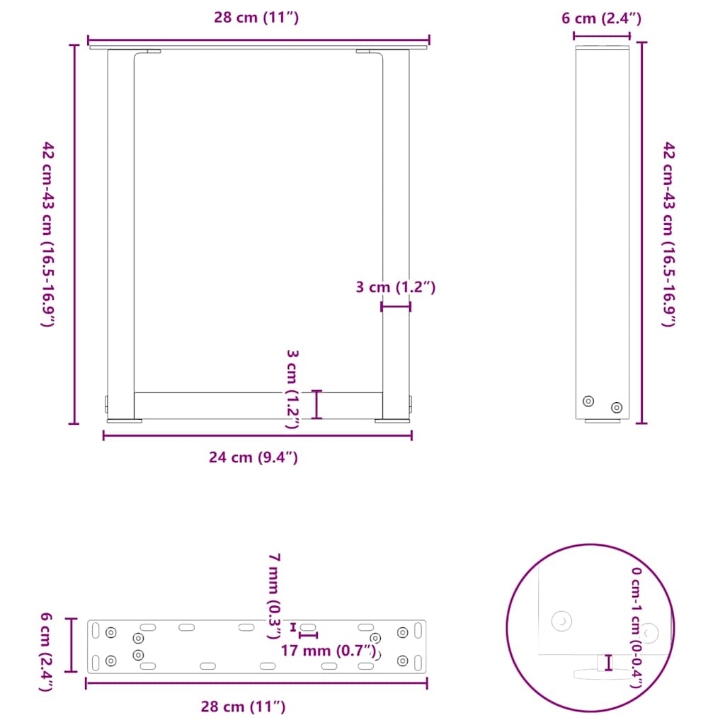8721158310873_g_en_hd_9 vidaXL Coffee Table Legs U-Shaped 2 pcs Black 28x(42-43) cm Steel - Image 10