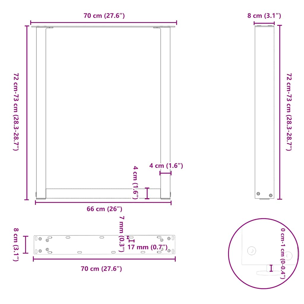 8721158311238_g_en_hd_9 vidaXL Dining Table Legs U-Shaped 2 pcs Black 70x(72-73) cm Steel - Image 10