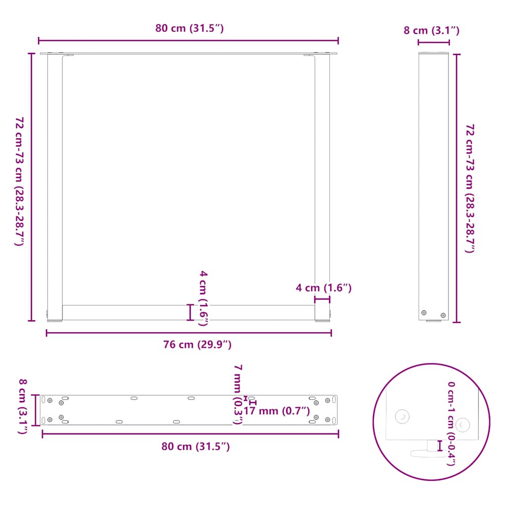 8721158311276_g_en_hd_9 vidaXL Dining Table Legs U-Shaped 2 pcs Black 80x(72-73) cm Steel - Image 10