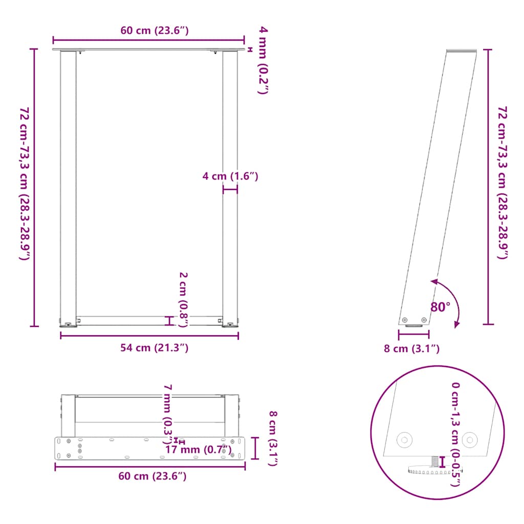 8721158314482_g_en_hd_9 vidaXL Dining Table Legs U-Shaped 2 pcs Black 60x(72-73) cm Steel - Image 10