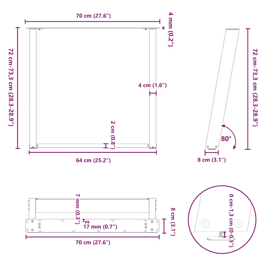 8721158314529_g_en_hd_9 vidaXL Dining Table Legs U-Shaped 2 pcs Black 70x(72-73) cm Steel - Image 10
