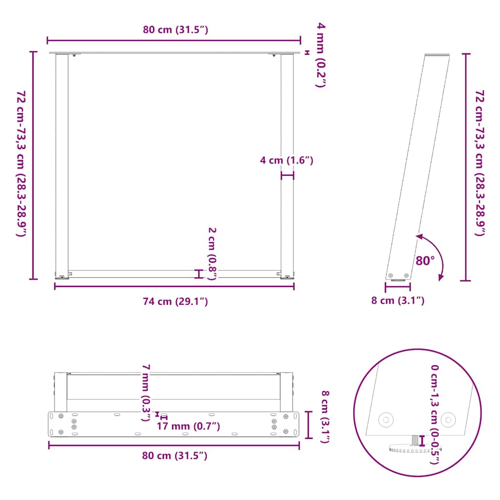 8721158314567_g_en_hd_8 vidaXL Dining Table Legs U-Shaped 2 pcs Black 80x(72-73) cm Steel - Image 10
