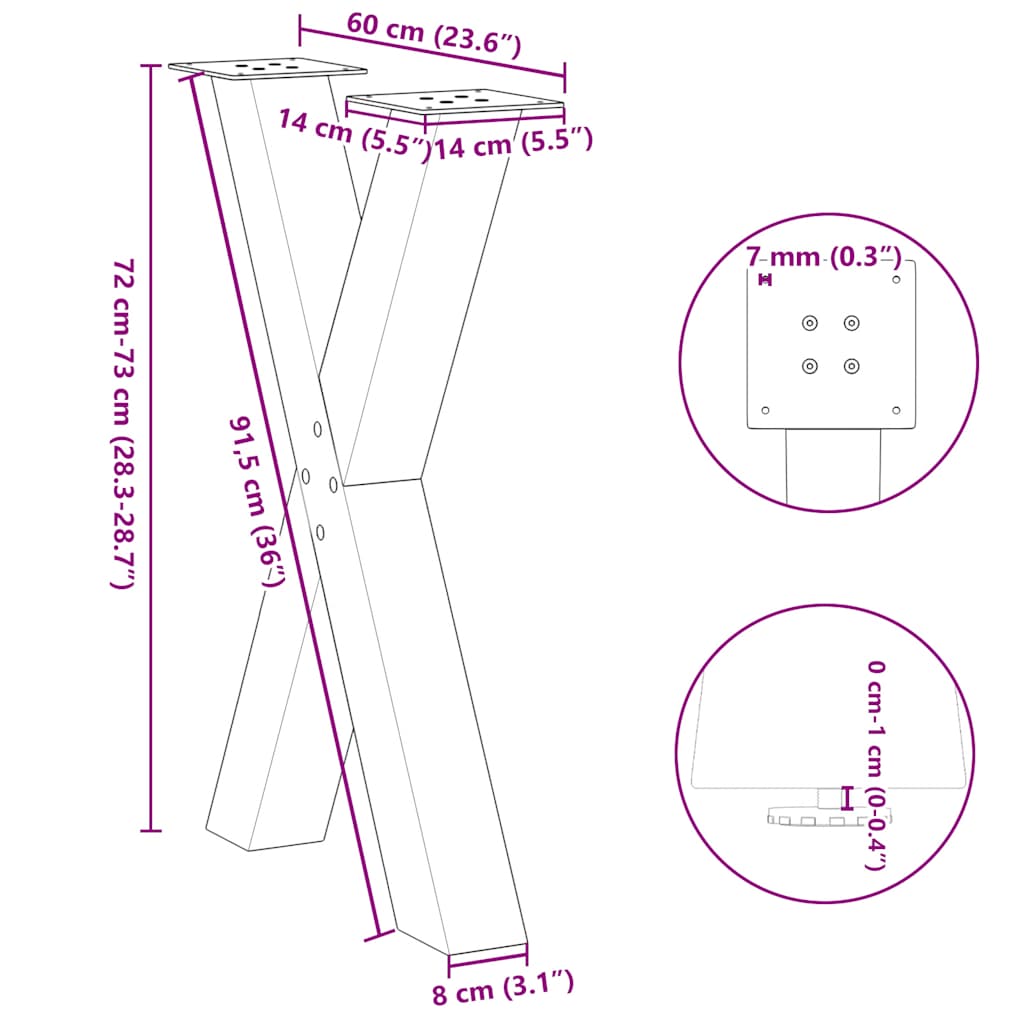 8721158316325_g_en_hd_9 vidaXL Dining Table Legs X-Shaped 2 pcs Black 60x(72-73) cm Steel - Image 10