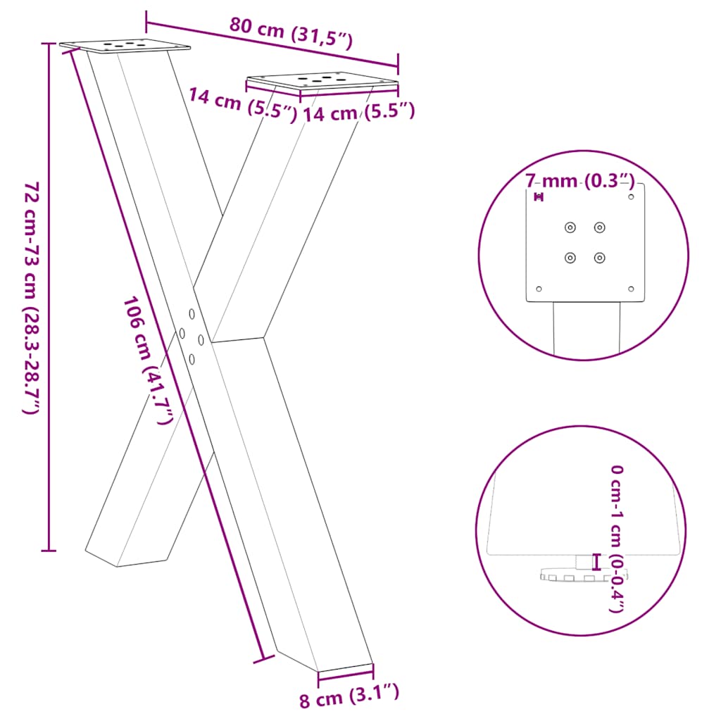 8721158316400_g_en_hd_9 vidaXL Dining Table Legs X-Shaped 2 pcs Black 80x(72-73) cm Steel - Image 10