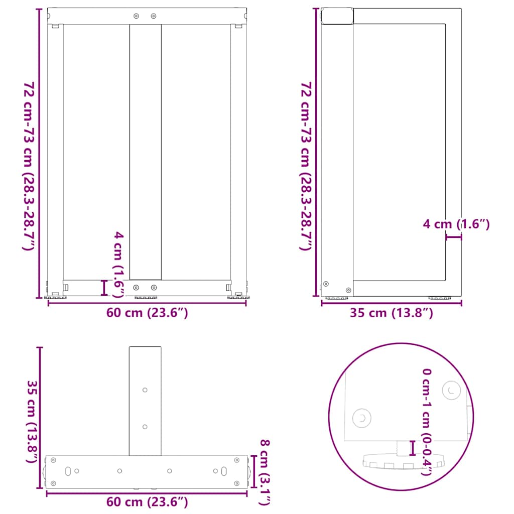 8721158317124_g_en_hd_9 vidaXL Dining Table Legs T-Shaped 2 pcs Black 60x35x(72-73) cm Steel - Image 10
