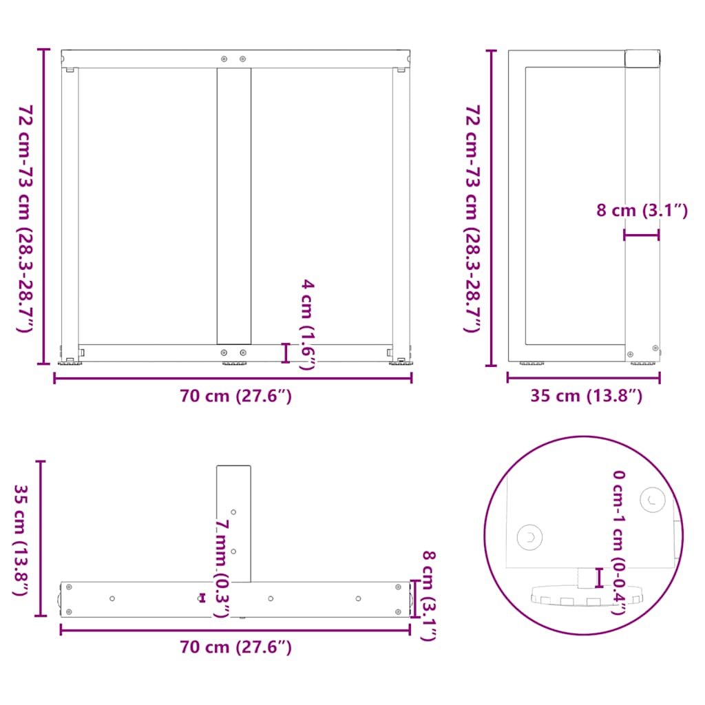 8721158317162_g_en_hd_8 vidaXL Dining Table Legs T-Shaped 2 pcs Black 70x35x(72-73) cm Steel - Image 9