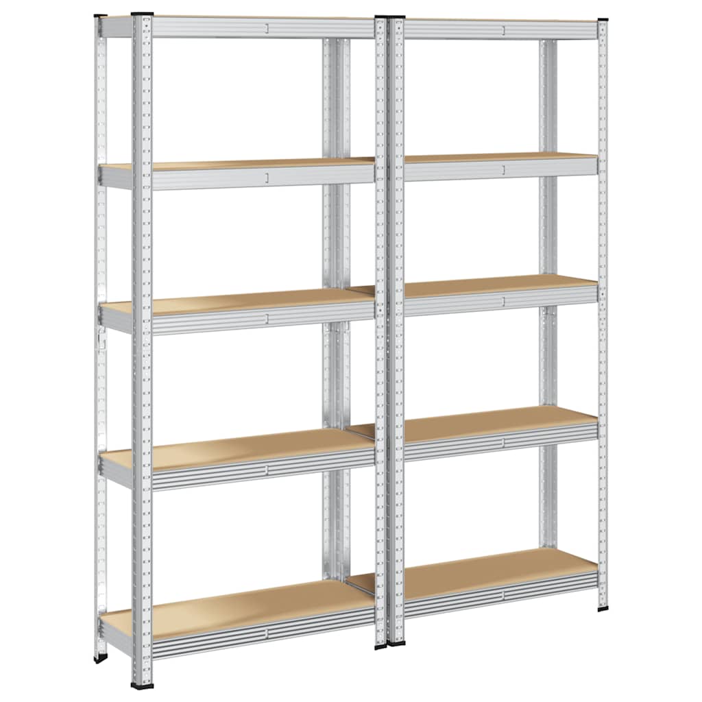 8721158337337_a_en_hd_1 vidaXL 5-Layer Storage Shelves 2 pcs Silver Steel&Engineered Wood - Image 2