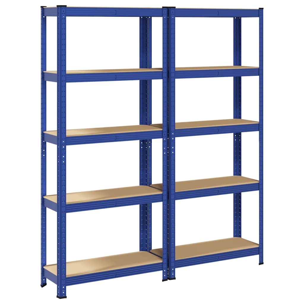 8721158337351_a_en_hd_1 vidaXL 5-Layer Storage Shelves 2 pcs Blue Steel&Engineered Wood - Image 2