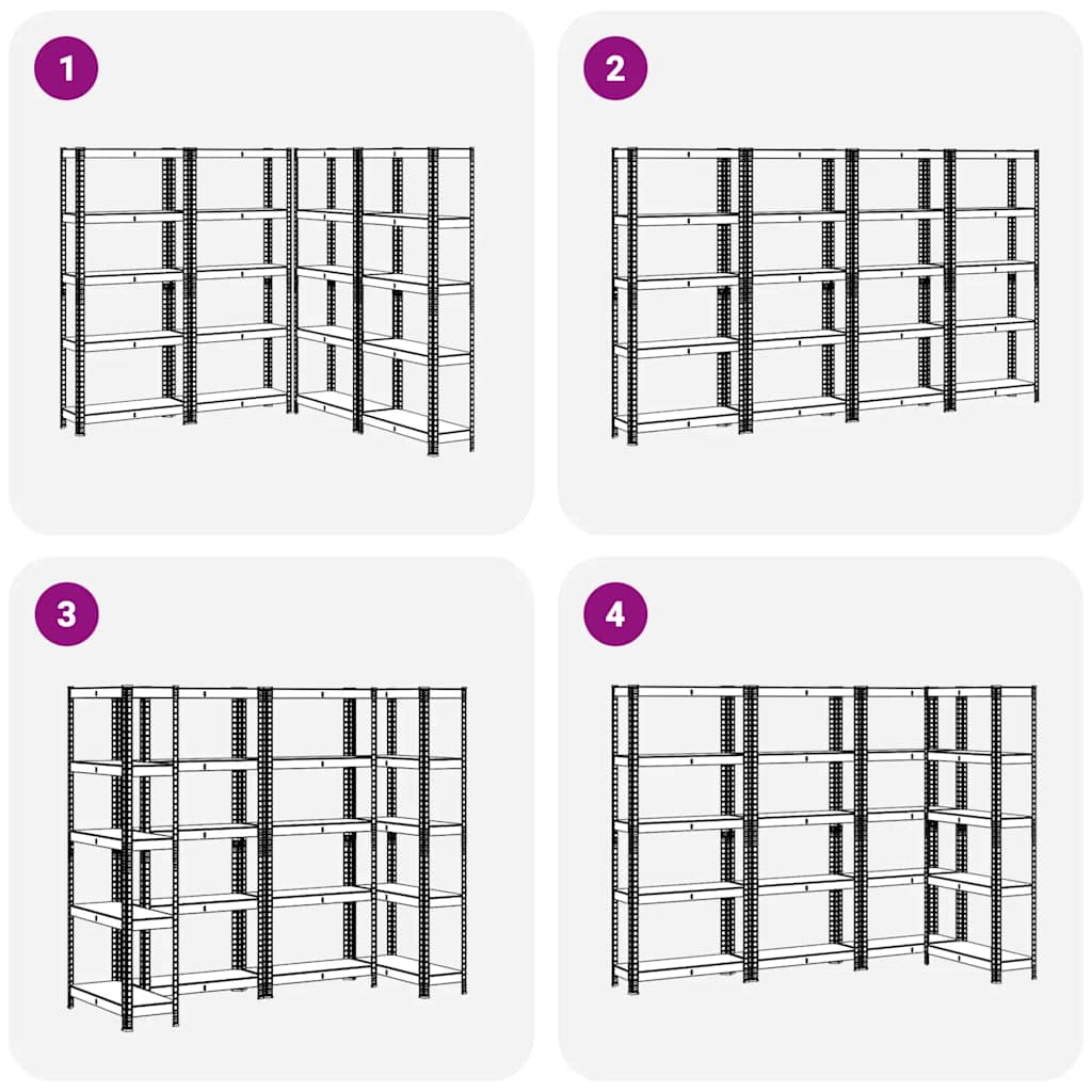 8721158337382_g_en_hd_5 vidaXL 5-Layer Storage Shelves 4 pcs Anthracite Steel&Engineered Wood - Image 8