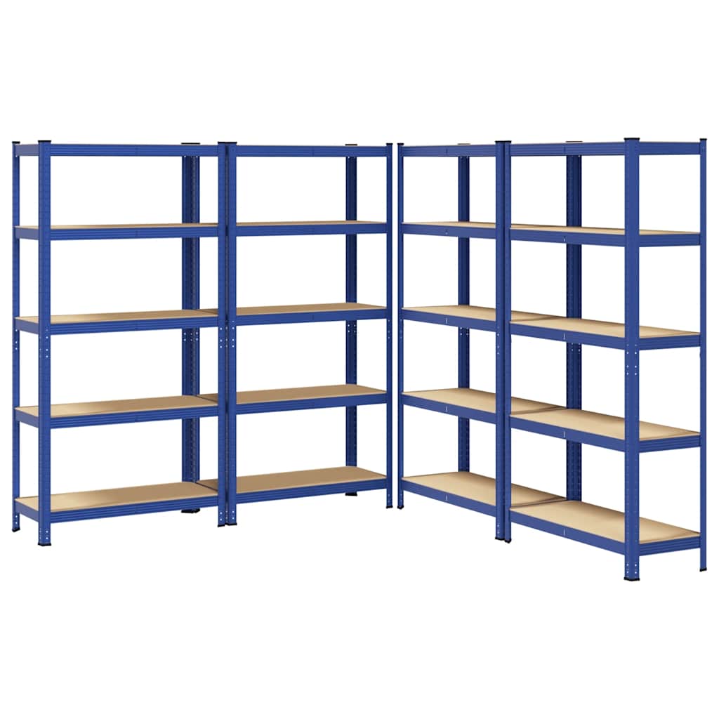 8721158337429_a_en_hd_1 vidaXL 5-Layer Storage Shelves 4 pcs Blue Steel&Engineered Wood - Image 2
