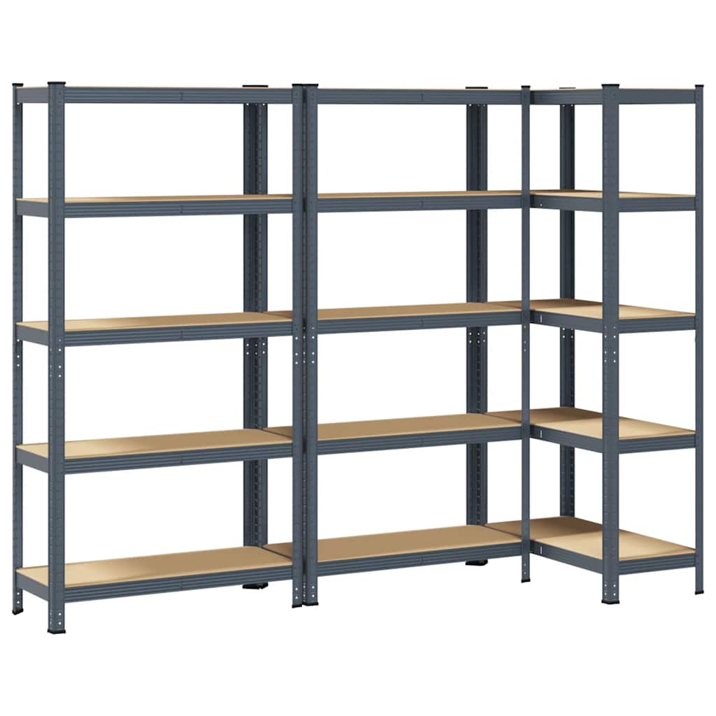 8721158337436_a_en_hd_1 vidaXL 5-Layer Storage Shelves 3 pcs Anthracite Steel&Engineered Wood - Image 2