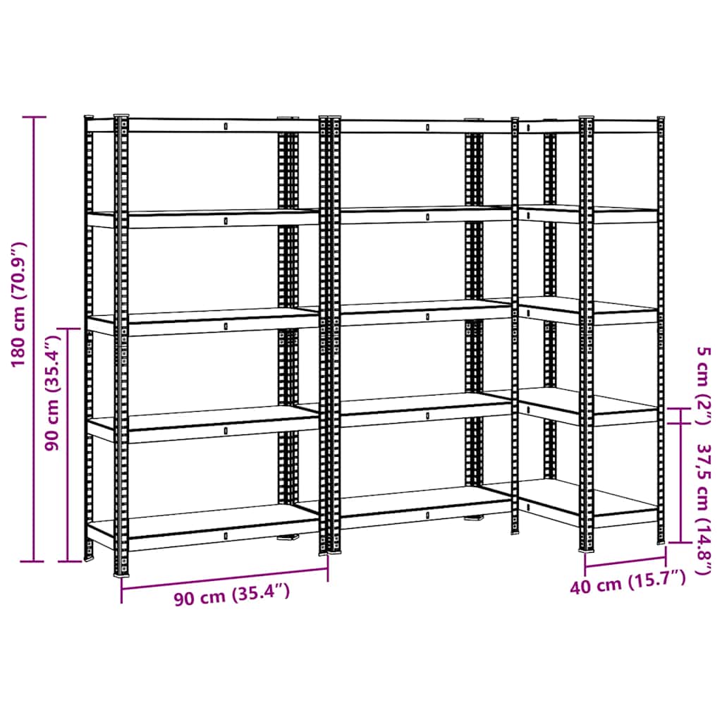 8721158337436_g_en_hd_9 vidaXL 5-Layer Storage Shelves 3 pcs Anthracite Steel&Engineered Wood - Image 12