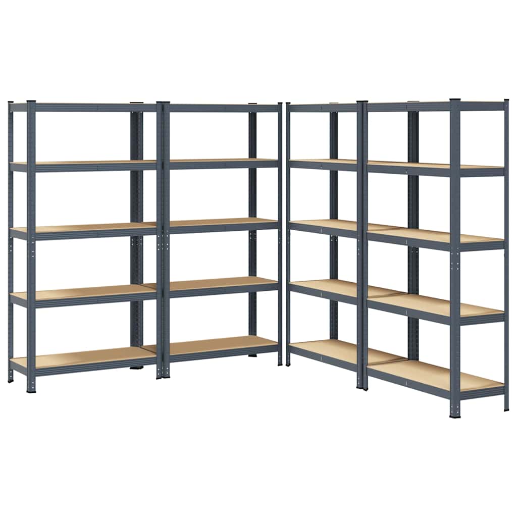 8721158337443_a_en_hd_1 vidaXL 5-Layer Storage Shelves 4 pcs Anthracite Steel&Engineered Wood - Image 2