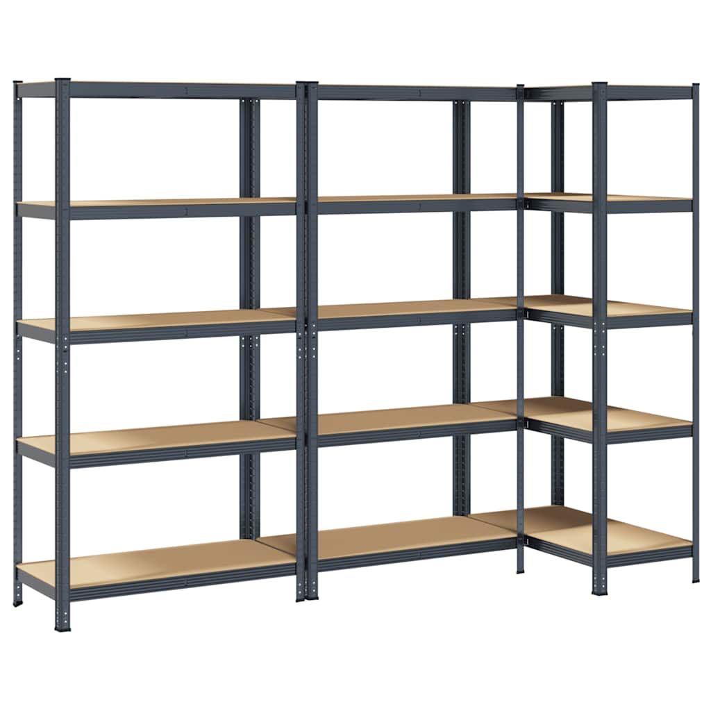 8721158337580_a_en_hd_1 vidaXL 5-Layer Storage Shelves 3 pcs Anthracite Steel&Engineered Wood - Image 2