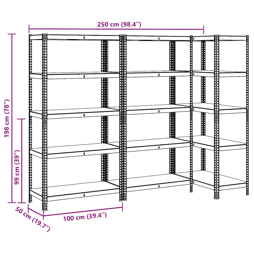 8721158337580_g_en_hd_9 vidaXL 5-Layer Storage Shelves 3 pcs Anthracite Steel&Engineered Wood - Image 12