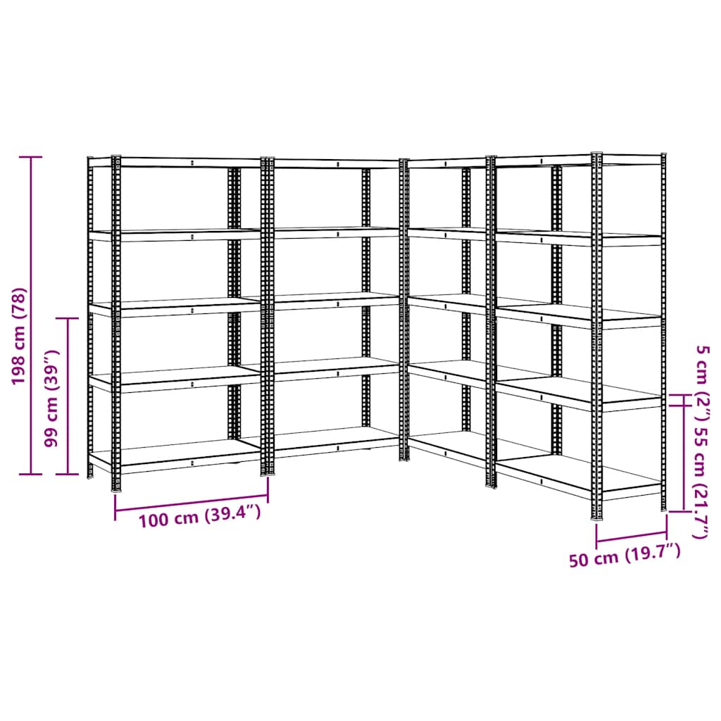 8721158337597_g_en_hd_9 vidaXL 5-Layer Storage Shelves 4 pcs Anthracite Steel&Engineered Wood - Image 12