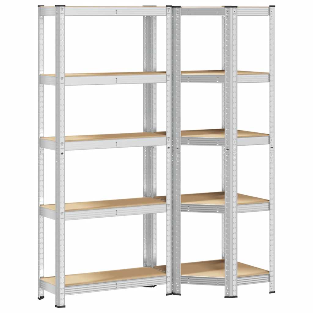 8721158337665_a_en_hd_1 vidaXL 2 Piece 5-Layer Shelves Set Silver Steel&Engineered Wood - Image 2