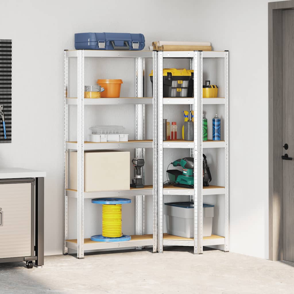 8721158337665_g_en_hd_1 vidaXL 2 Piece 5-Layer Shelves Set Silver Steel&Engineered Wood - Image 4